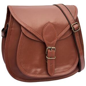 5851 11 inch Small Brown Leather Crossbody Satchel Bag Vintage Purses